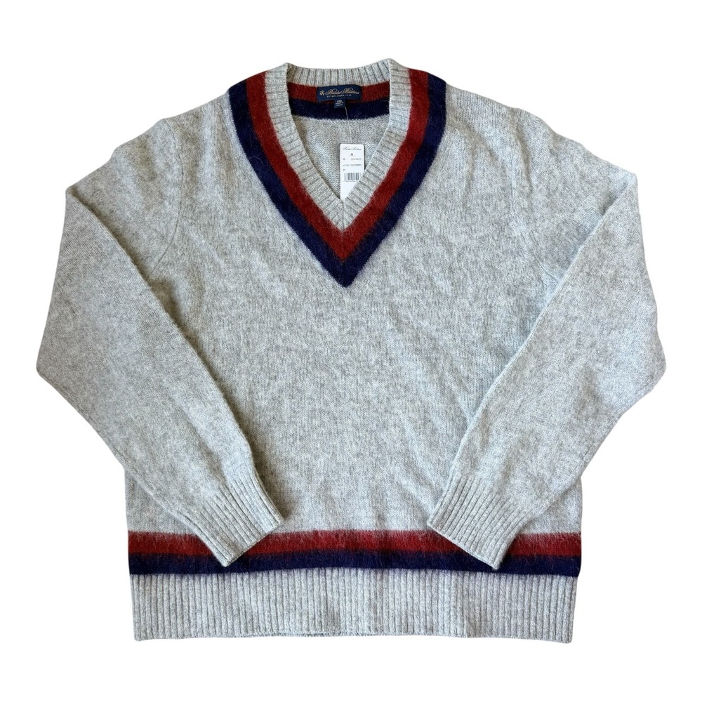 Brooks Brothers Men's XXL 100% Wool Luxury Tennis Cricket V Neck Sweater NWT